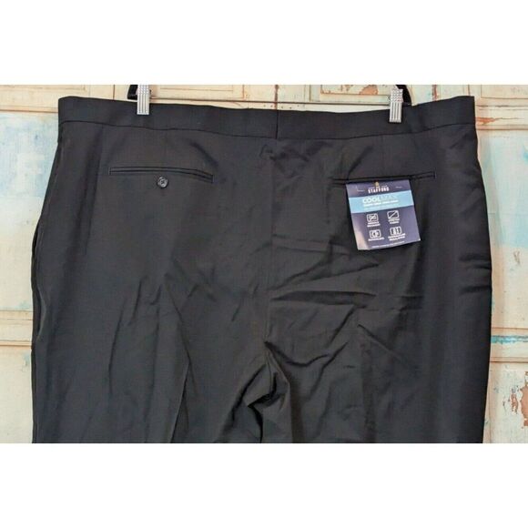 Stafford Mens 50x29 Black Dress Pants Coolmax Button Zip High Rise Big & Tall - Picture 6 of 12